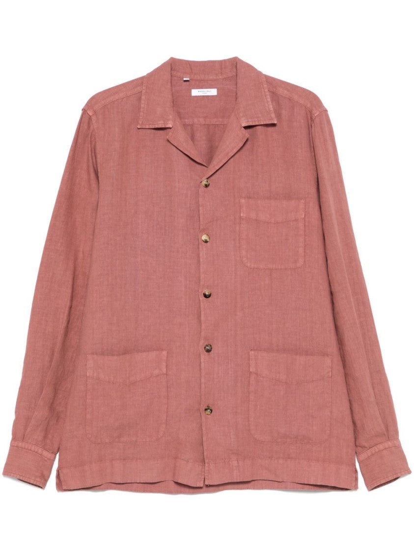 Boglioli Relaxed Fit Dark Pink Overshirt