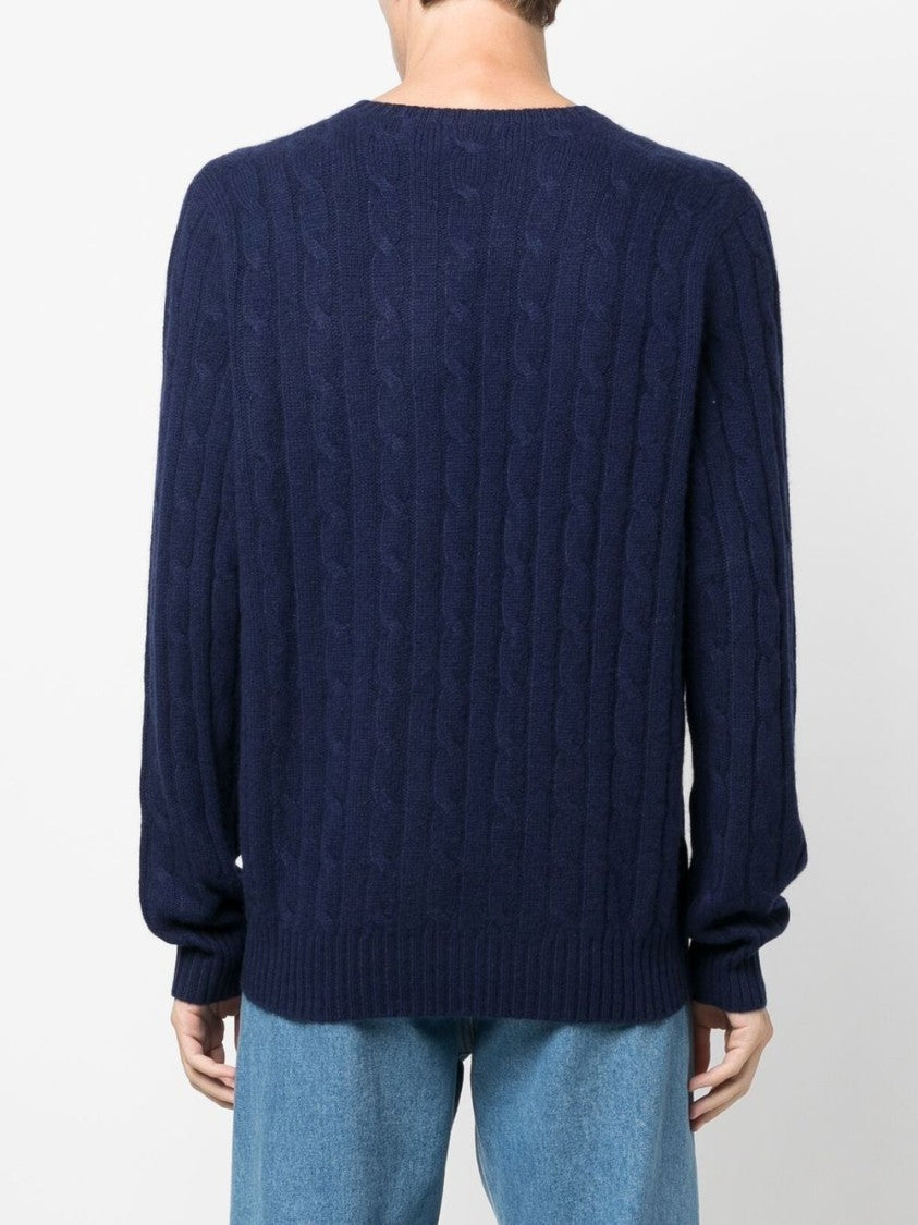 Polo Ralph Lauren Navy Blue Cashmere Cable-Knit Sweater