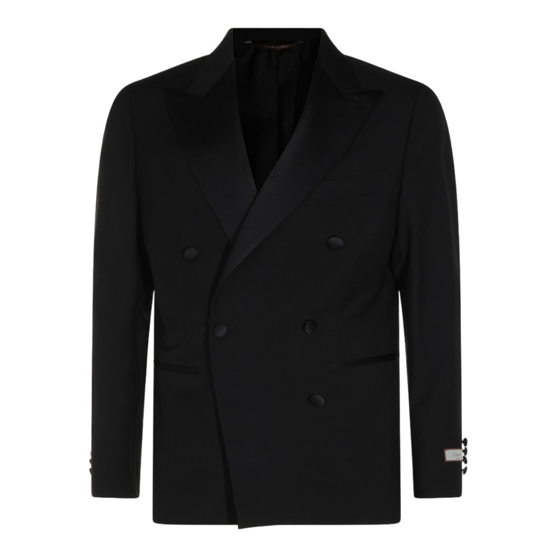 Canali Double-Breasted Black Suit With Peak Lapels