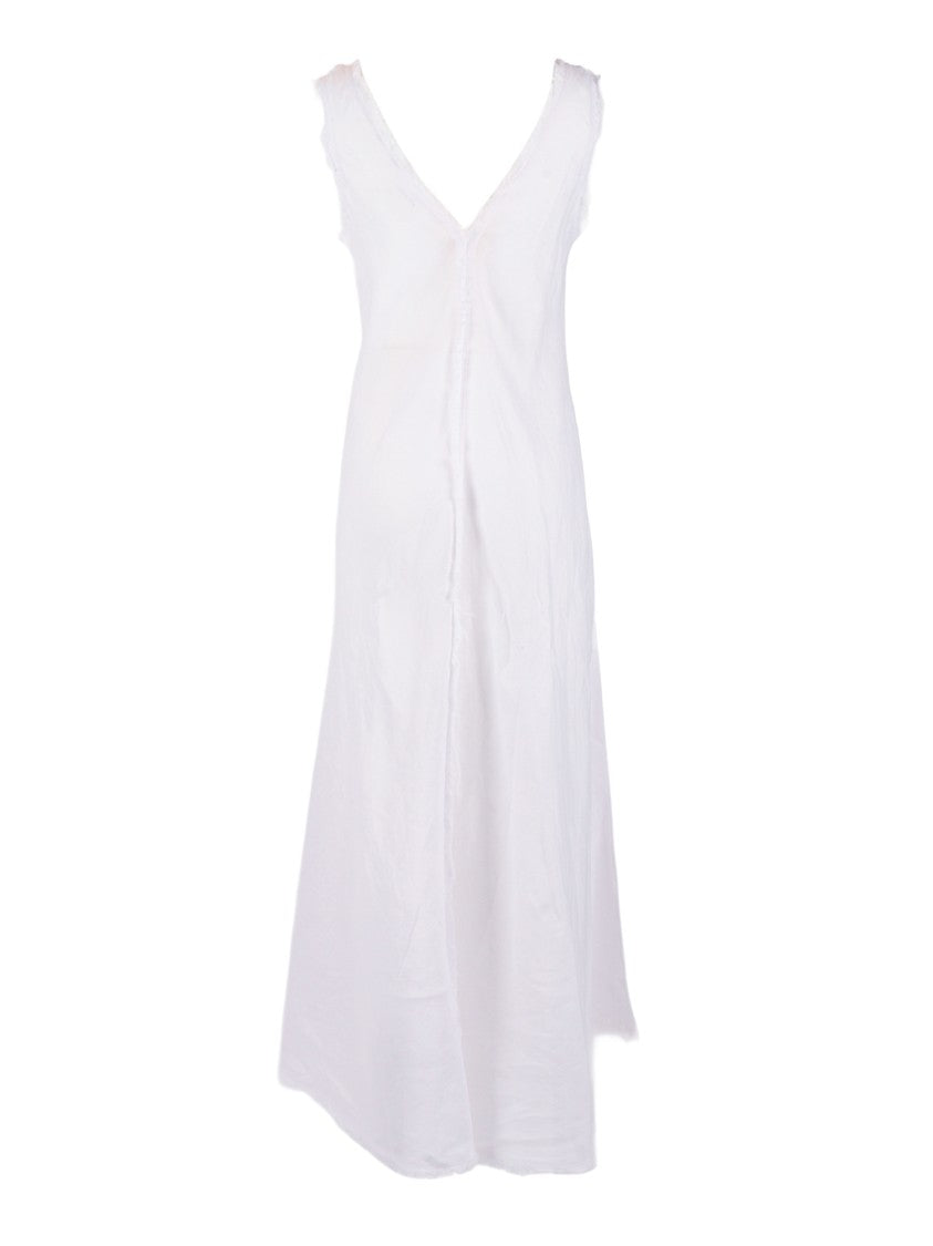 P.A.R.O.S.H. Sleeveless Frayed V Neck Midi Dress