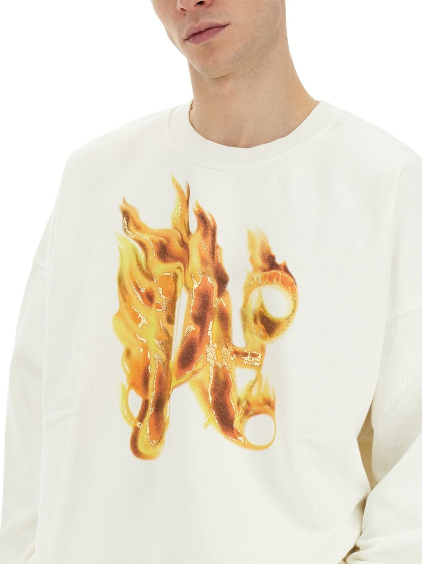 Palm Angels "Burning Monogram" Print Sweatshirt