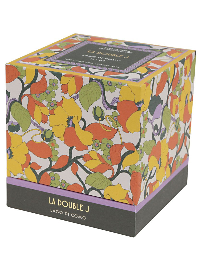 La Double J Floral-Design Ceramic Candle With Glossy Finish
