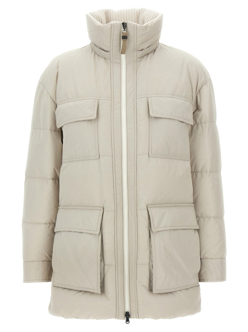 Brunello Cucinelli Knitted Neck Down Jacket