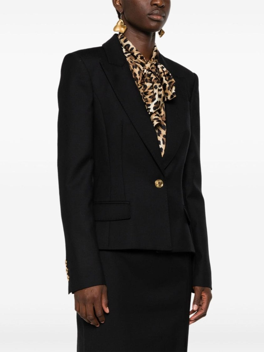 Moschino Structured Black Virgin Wool Gabardine Blazer