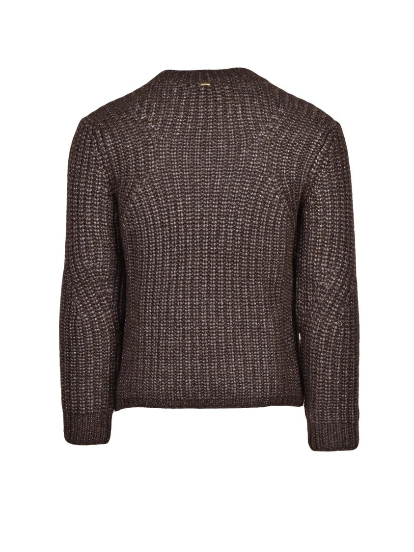 Herno Chunky Knit Crewneck Sweater With Ribbed Detailing