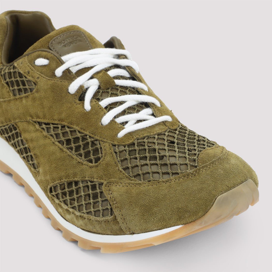 Bottega Veneta Olive Oil Green Suede Calf Leather Orbit Sneakers