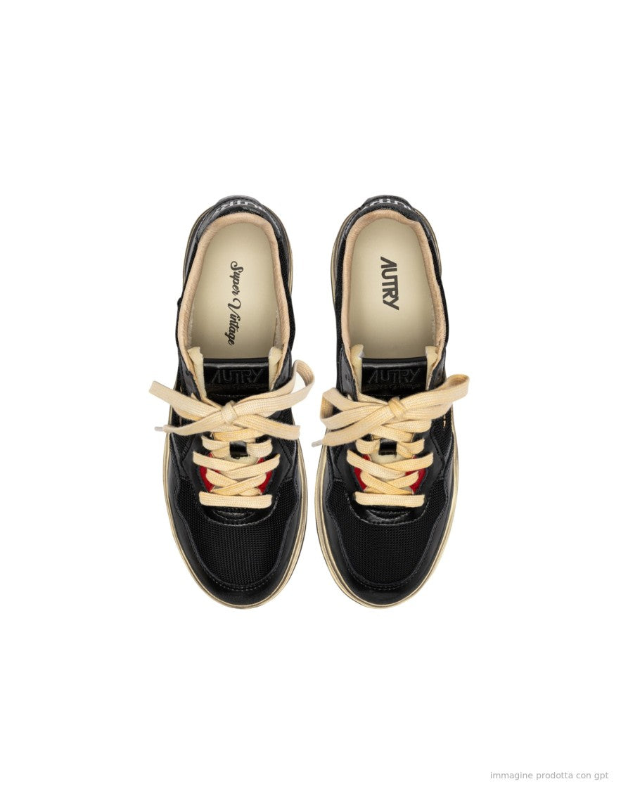 Autry Black Mesh Leather Medalist Sneakers