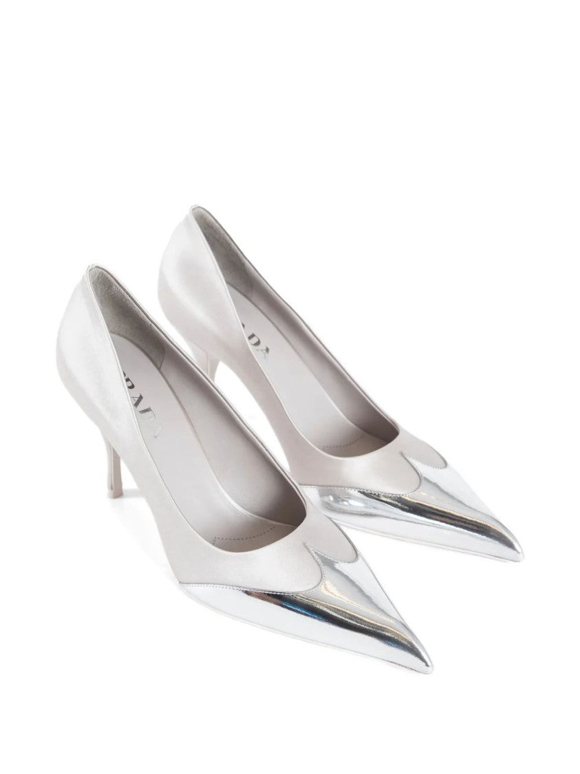 Prada Metallic-Toecap Pumps With Pointed Toe