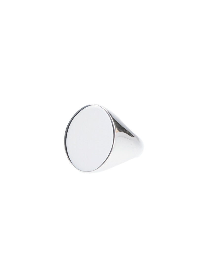 Maison Margiela Oval Silver Ring With Engraved Logo Detail