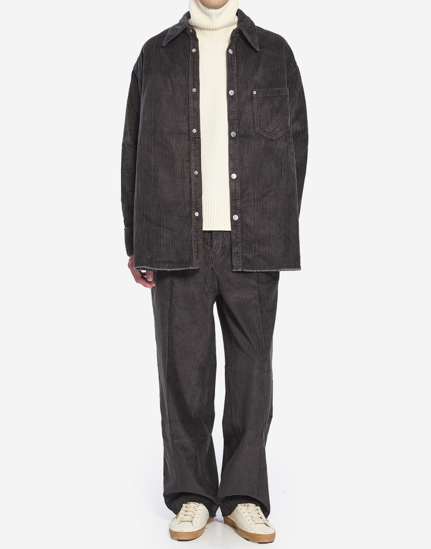 Ami Paris Logo Patch Corduroy Overshirt