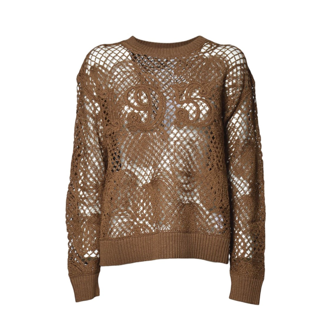 Max Mara Farea Embroidered Cotton Sweater In Brown