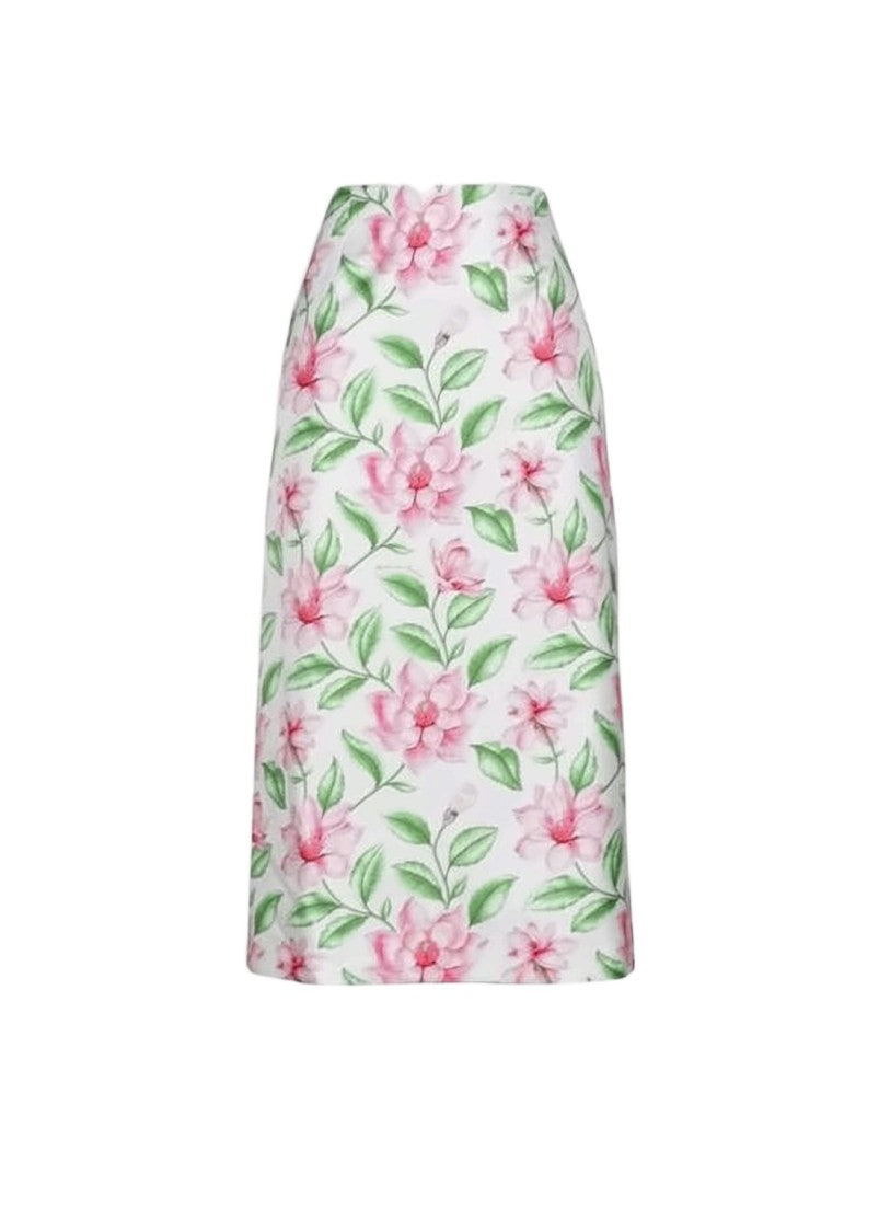 Moschino Floral Print Silk Midi Skirt
