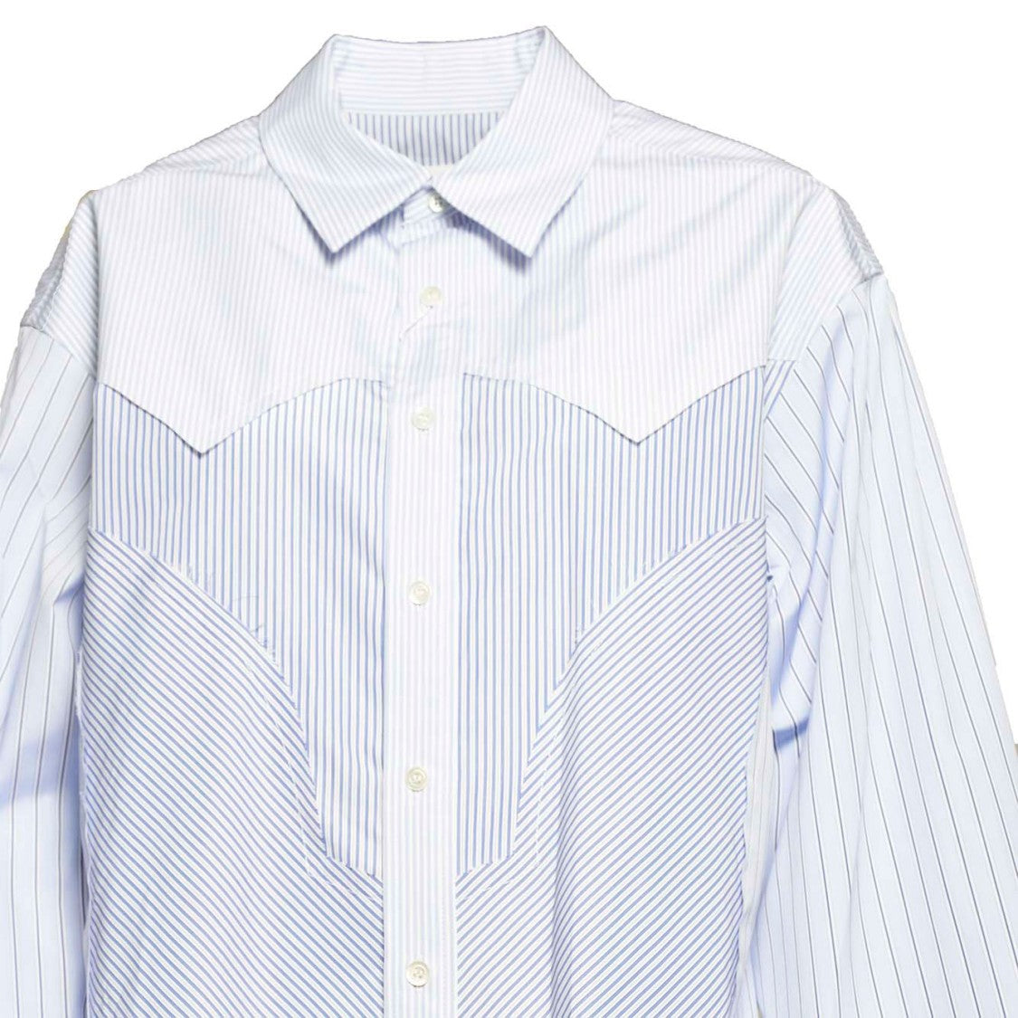 Maison Margiela Light Blue Cotton Shirt With Carré