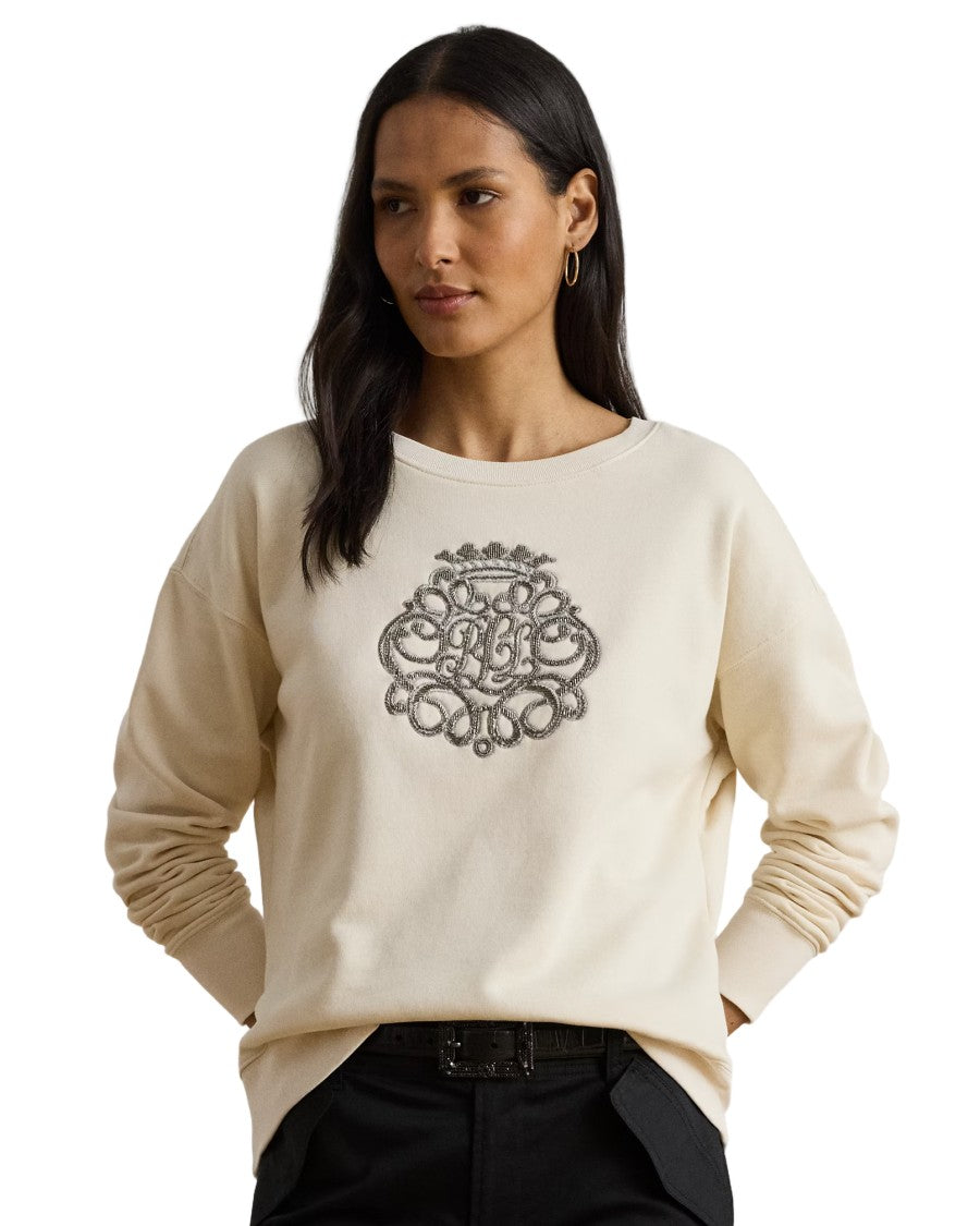 Lauren Ralph Lauren Kappy Long Sleeve Sweatshirt In Mascarpone Cream