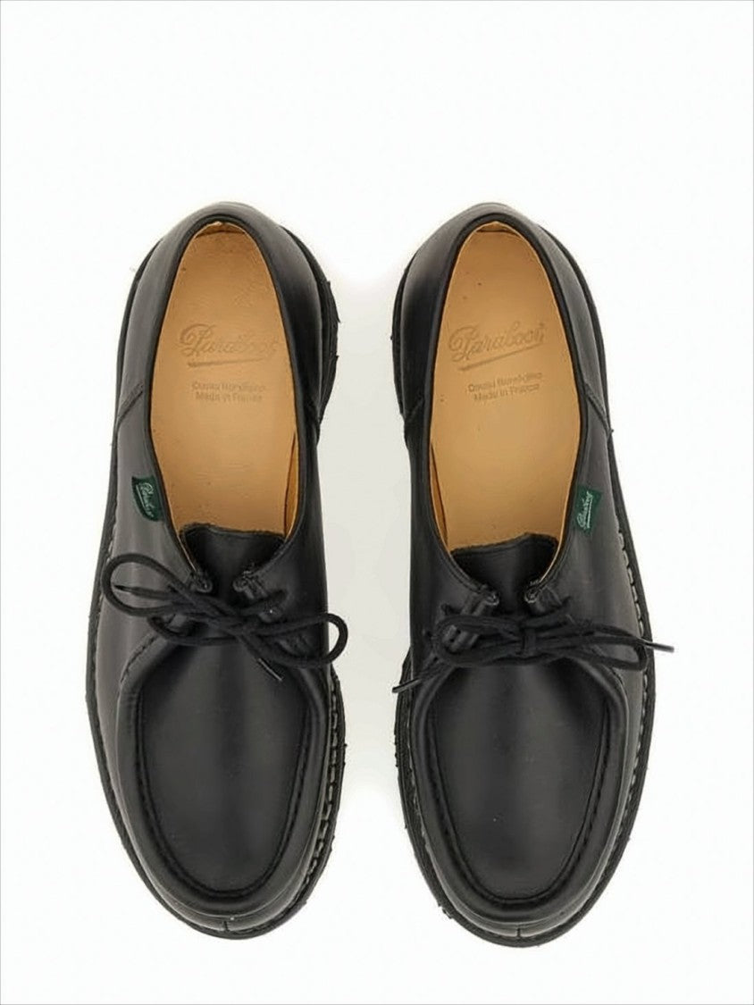 Paraboot Classic Black Calf Leather Loafers With Rugged Outsole