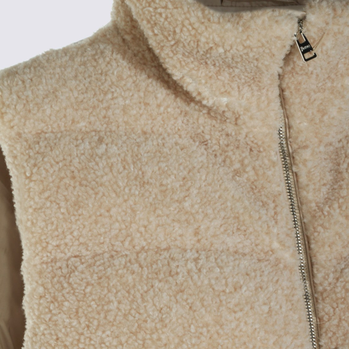 Herno Sleeveless Plush-Textured Jacket With High Collar And Quilted Back