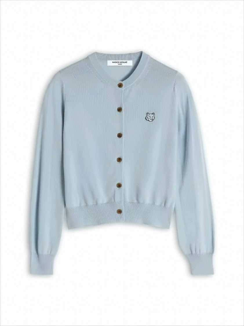 Maison Kitsuné Cropped Knit Cardigan With Embroidered Fox Emblem