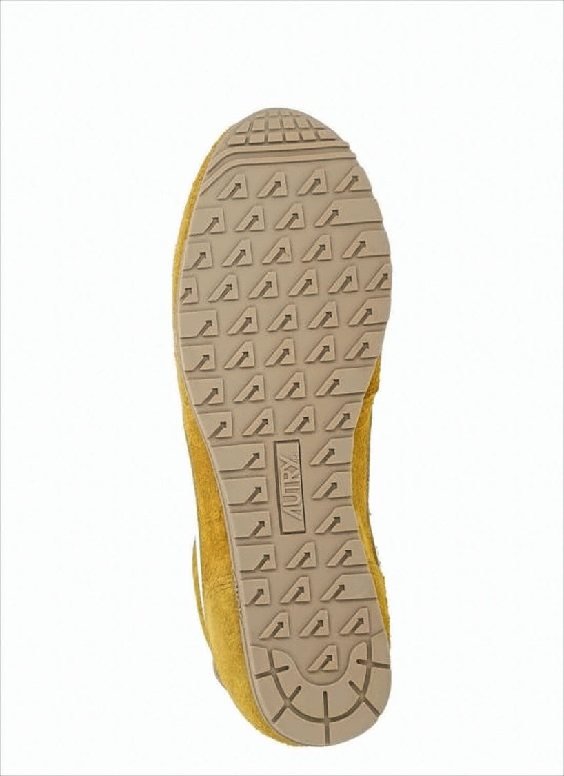 Autry Mustard Yellow Suede Sneakers With White Accents