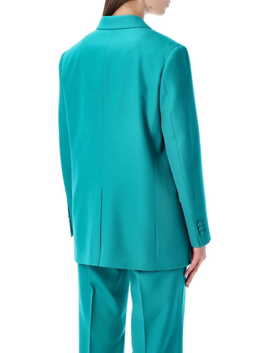 Fendi Tailored Turquoise Double-Breasted Blazer With Peak Lapels