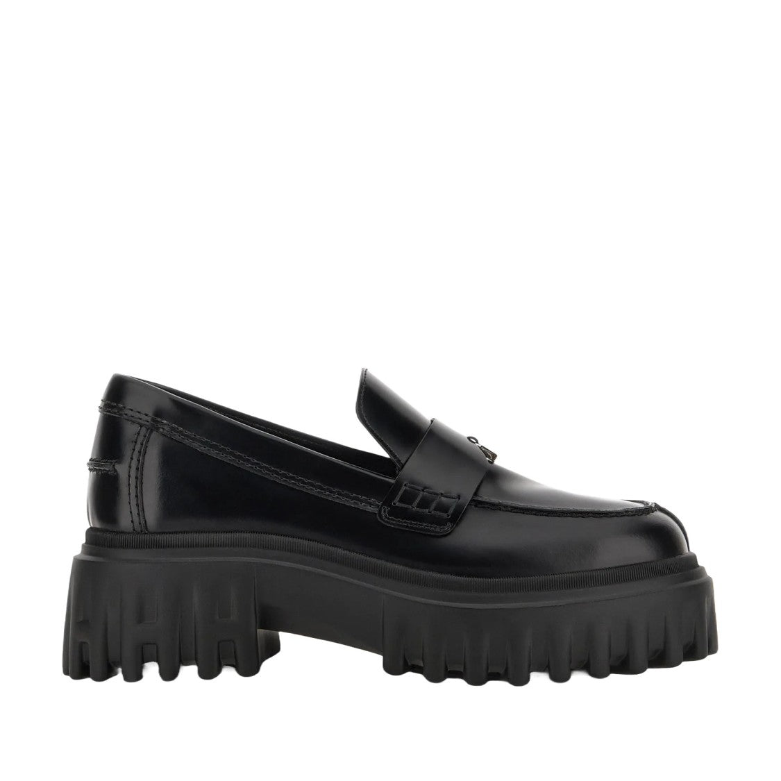 Hogan Black Platform Leather Loafers