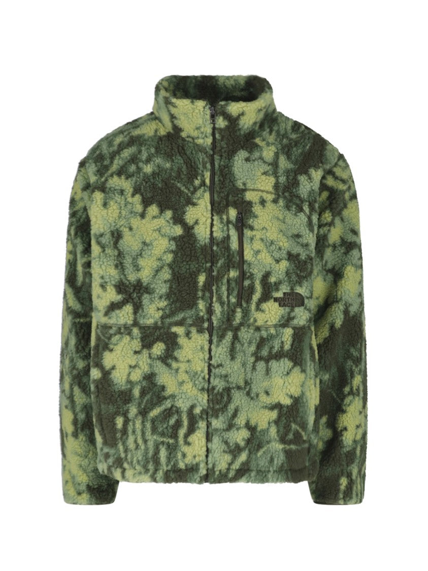 The North Face Green Extreme Pile Camouflage High-Collar Zip Jacket