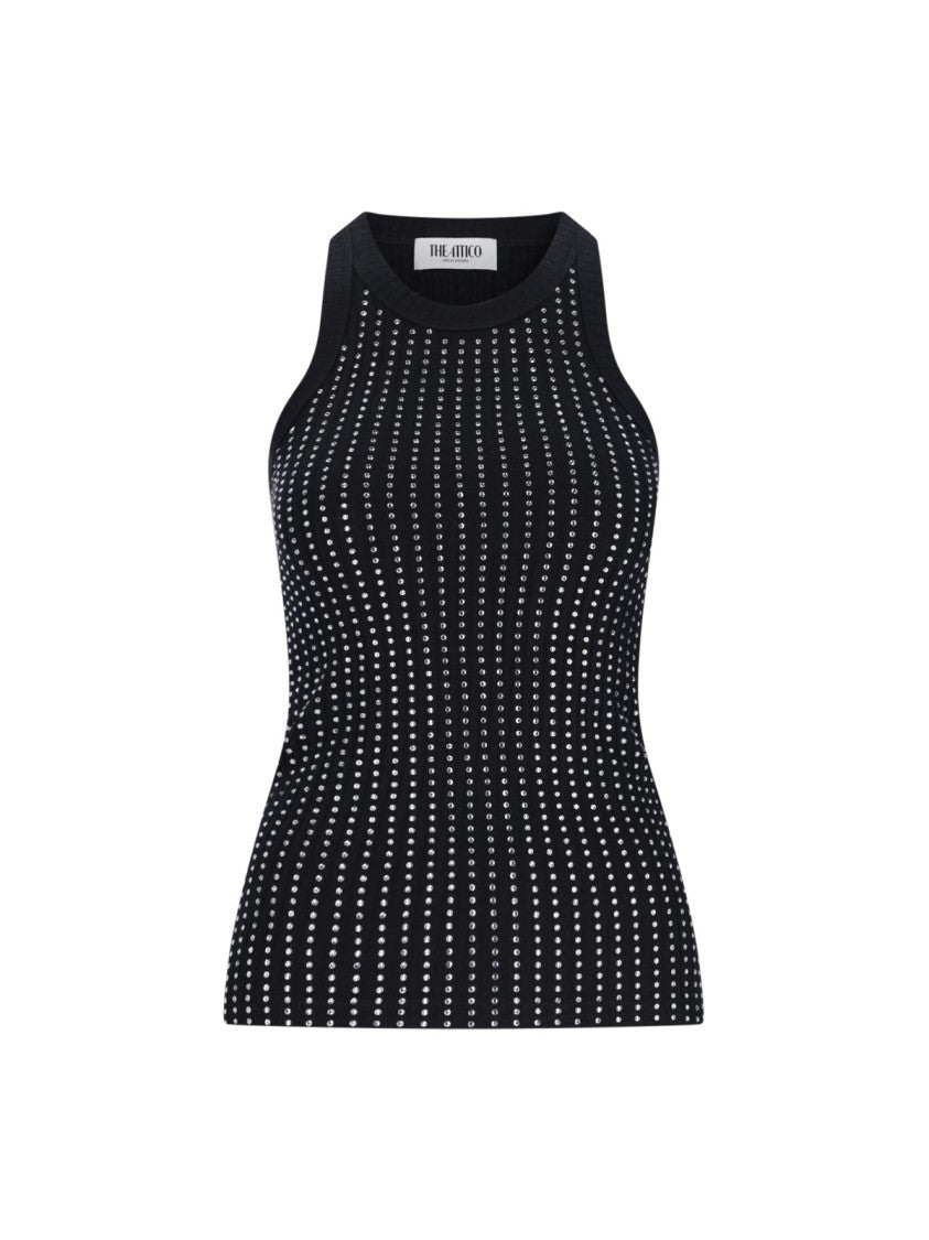 The Attico Crystal Tank Top – Black
