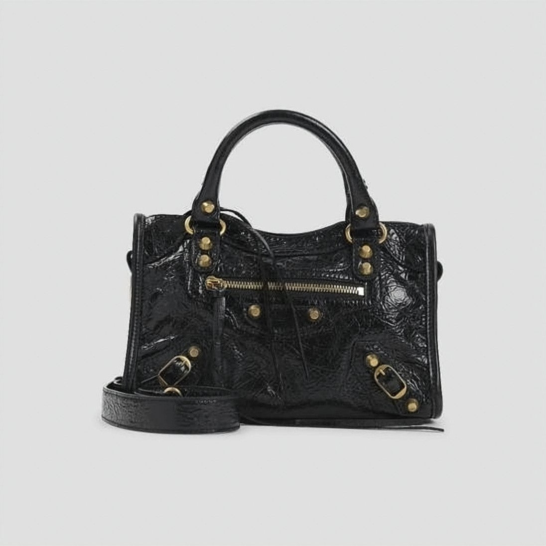 Balenciaga Textured Lambskin Mini Handbag With Glossy Finish