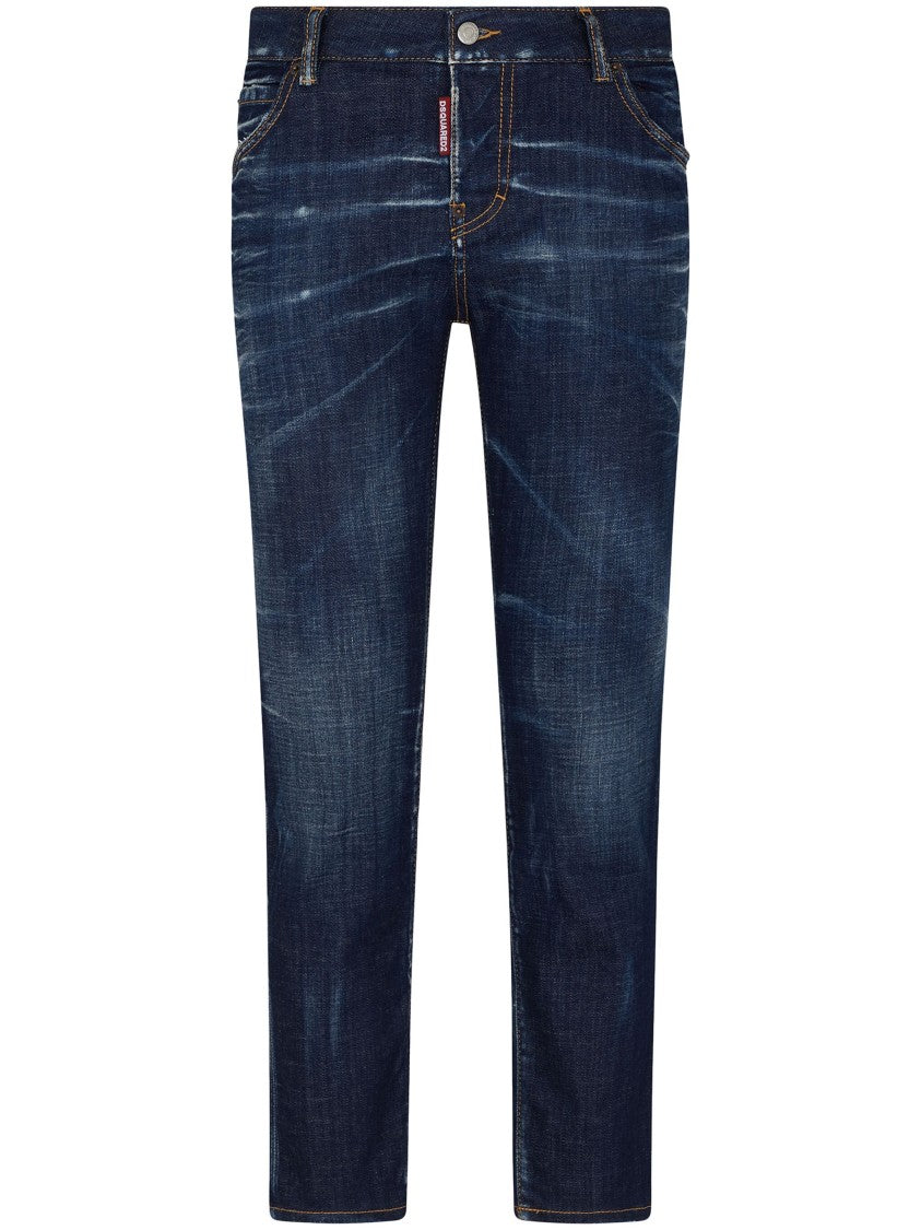 Dsquared2 Dark Blue Slim-Fit Cotton Blend Jeans
