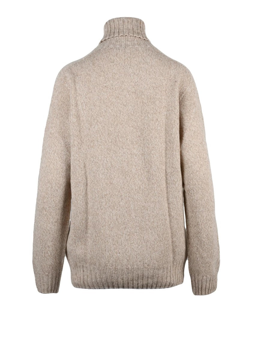 Retois Beige Wool High Neck Sweater