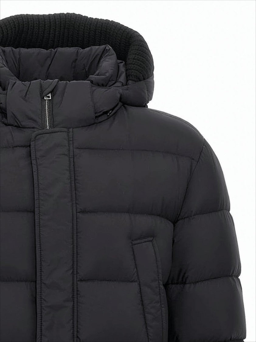 Herno Quilted Black Down Jacket With Detachable Hood