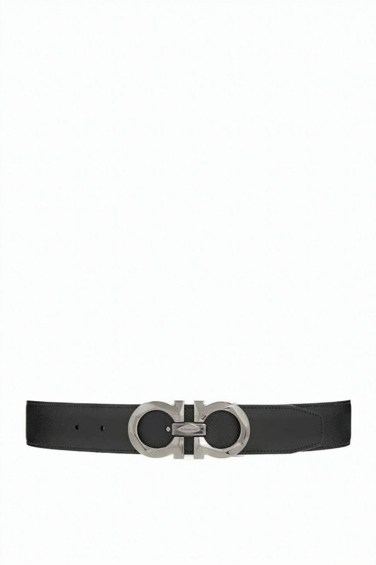 Salvatore Ferragamo Reversible Calf Leather Belt With Polished Metal Gancini Buckle