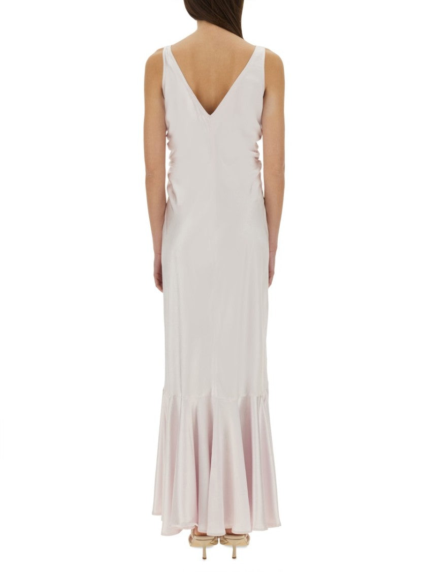 Sportmax Long Dress With Deep V-Neckline And Flared Hem