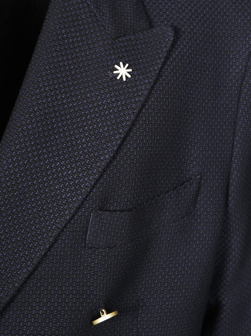 Manuel Ritz Double-Breasted Blazer With Gold Button Detailing