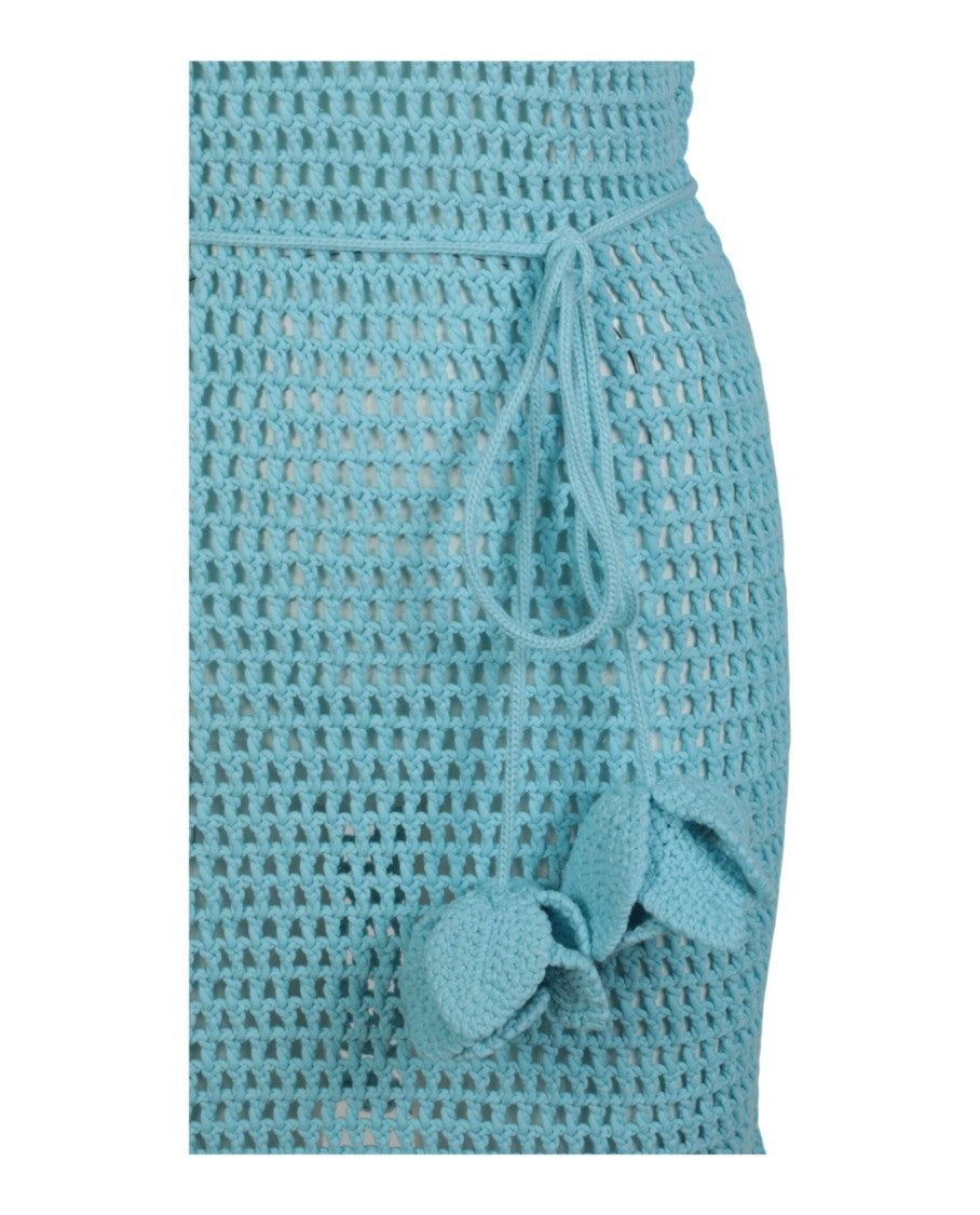 Burberry Crochet-Knit Belted-Waist Sleeveless Dress