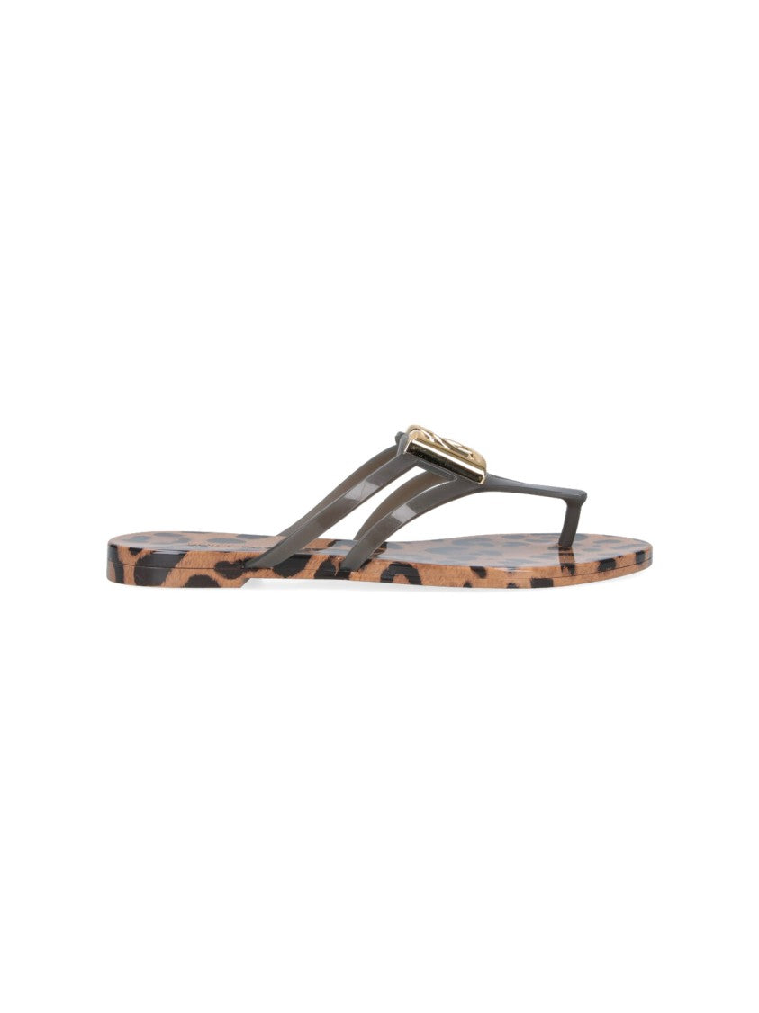 Dolce & Gabbana Multicolor Leopard Print Buckle Flat Sandals