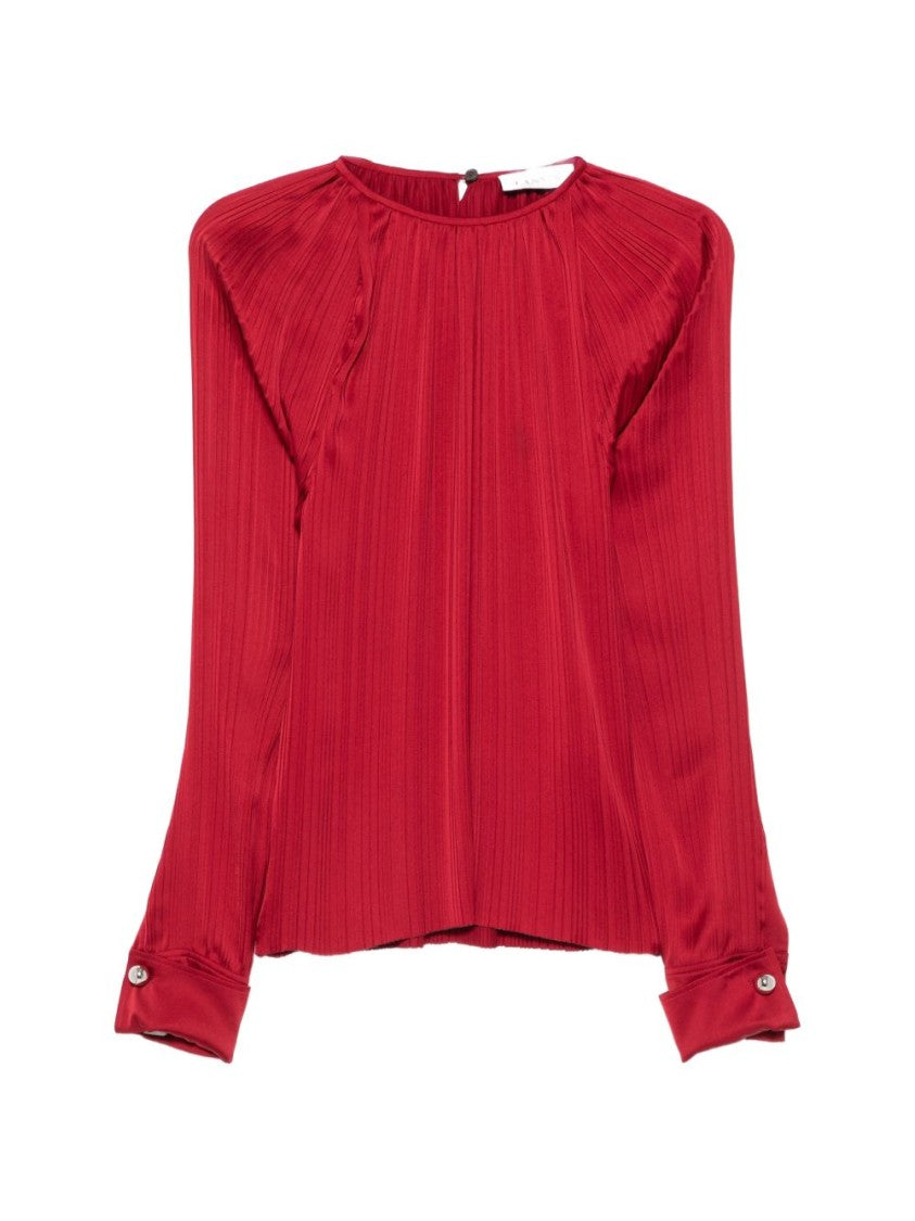 Lanvin Silk And Nylon Long-Sleeved Top With Ribbed Texture