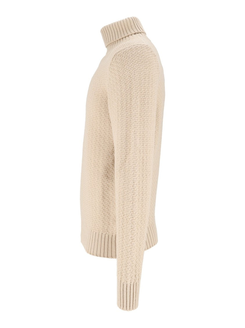 Circolo 1901 Textured Ribbed Wool Turtleneck Sweater