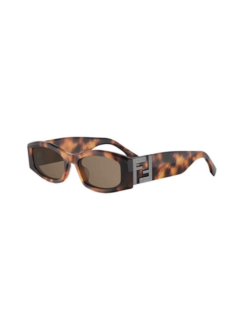 Fendi Brown Fe40204i Tortoiseshell Rectangular Sunglasses