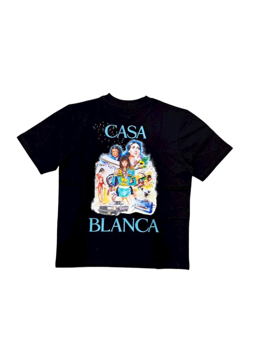 Casablanca Short-Sleeve Black T-Shirt With Artistic Graphic Design