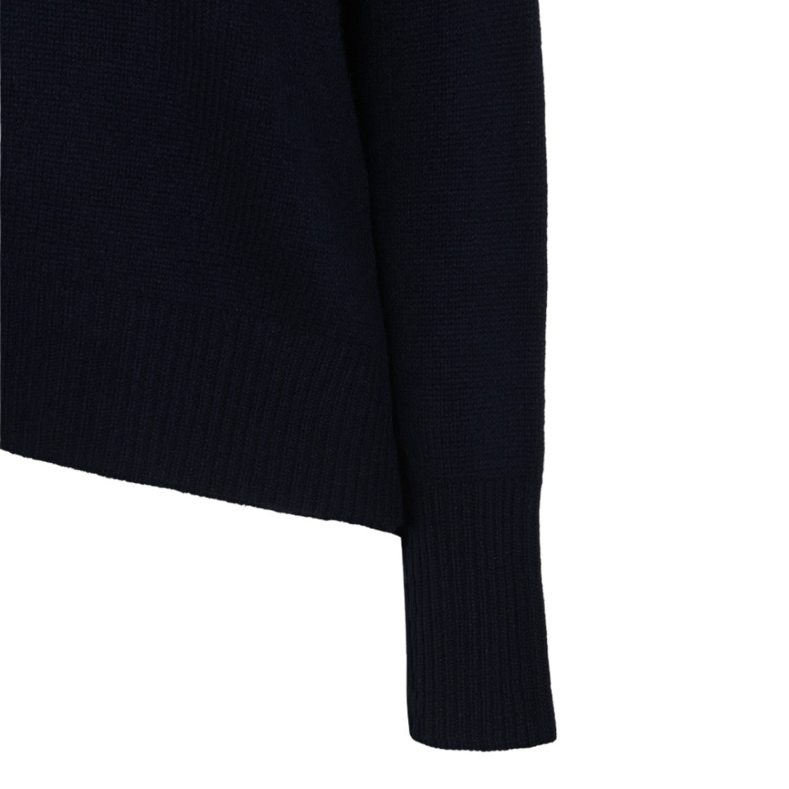 Lisa Yang Asymmetrical Hem Black Sweater With Extended Ribbed Cuffs