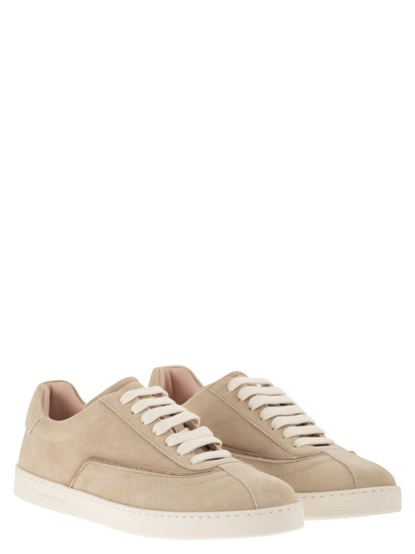 Fabiana Filippi Suede Trainers With Diamond Thread Embroidery