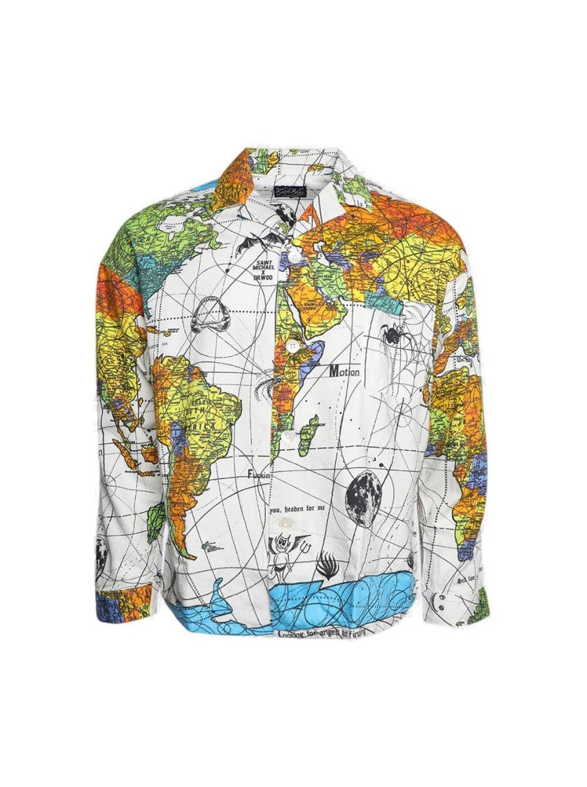 Saint Mxxxxxx X Dr Woo Pajama World Map Shirt
