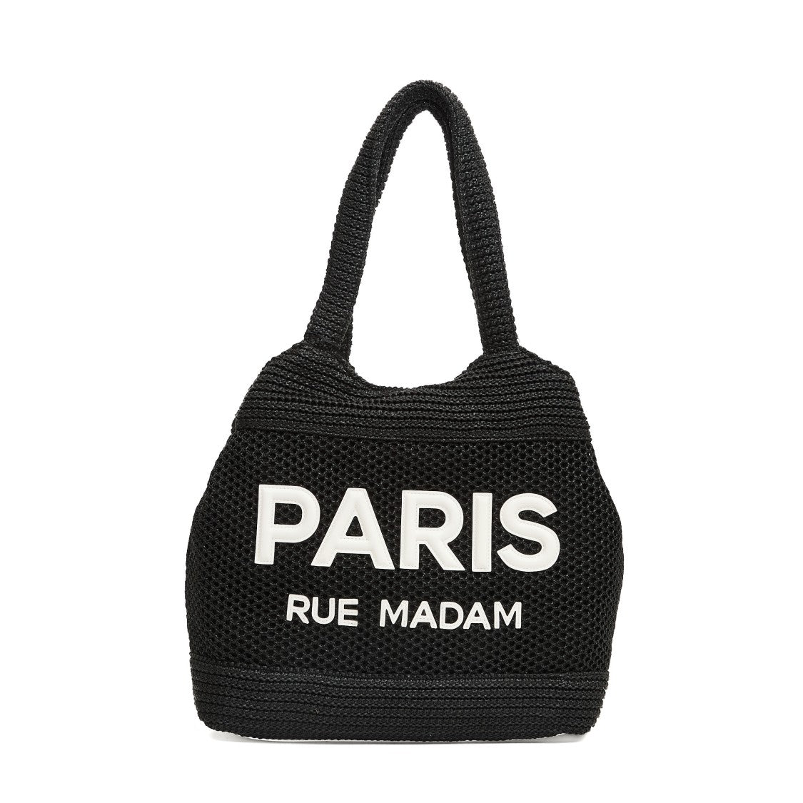 Rue Madame Textured Raffia Shopping Bag With Bold Logo
