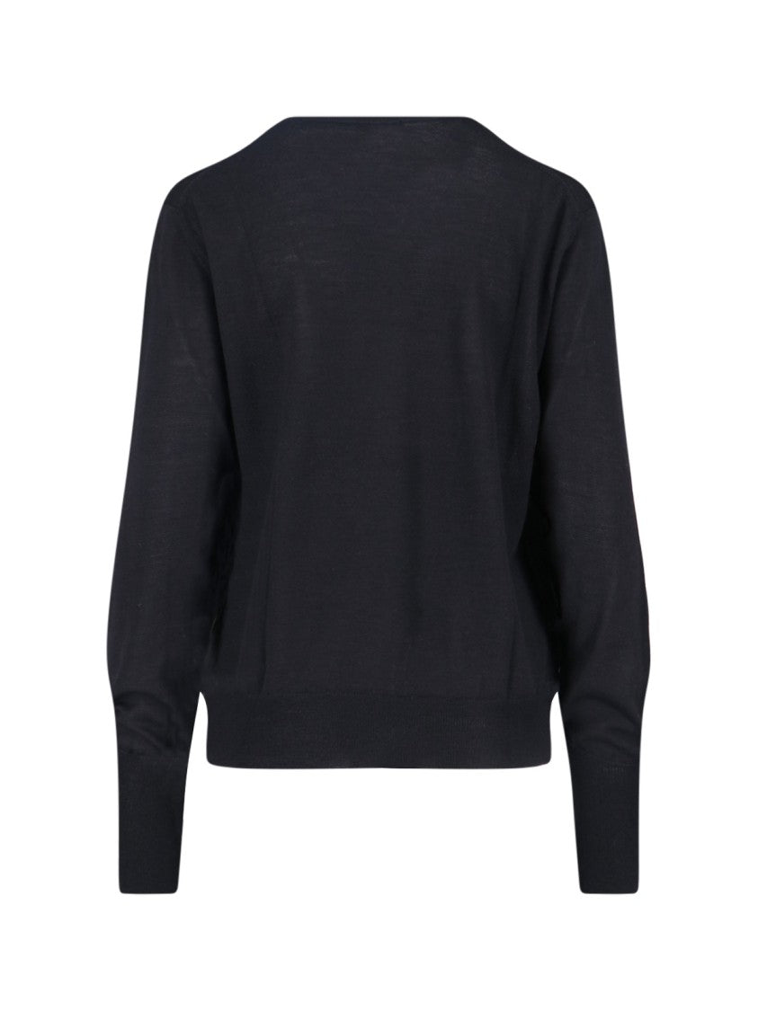 Ma'ry'ya Classic Black Knit Sweater With Round Neckline