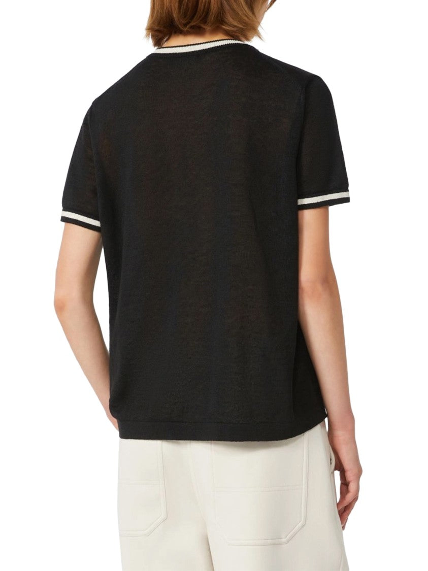 Max Mara Relaxed Linen Top With Contrasting Trim