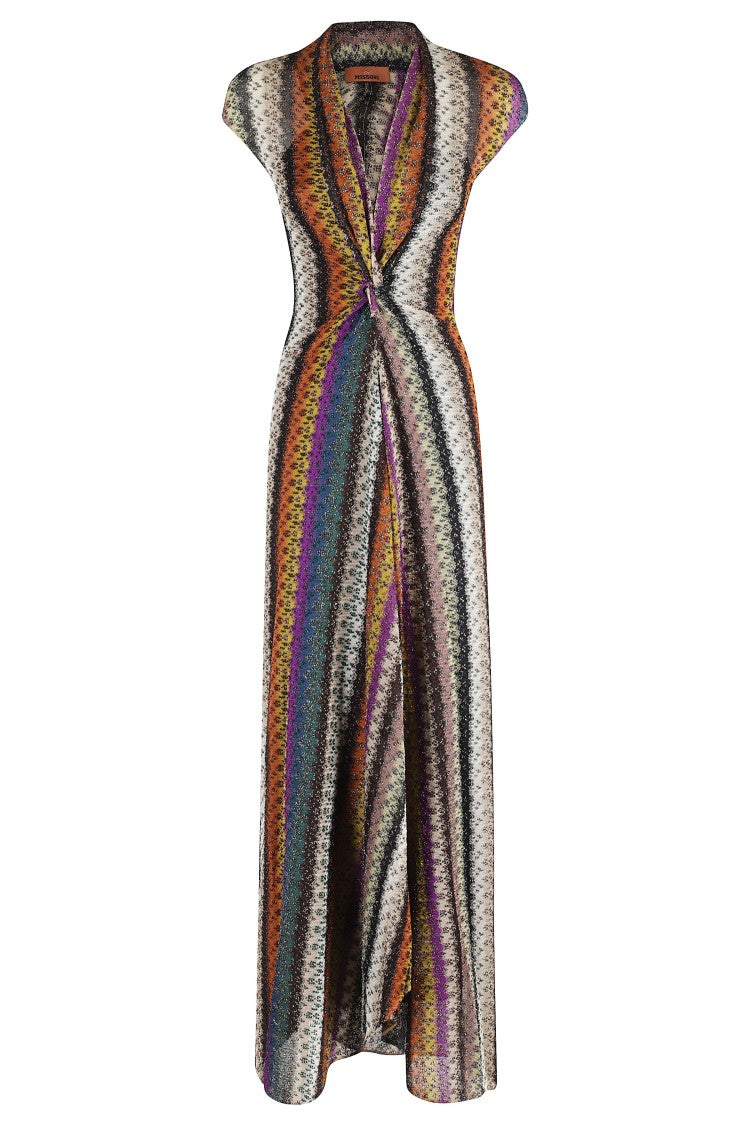 Missoni Vibrant Long Dress With Textured Lurex Knit