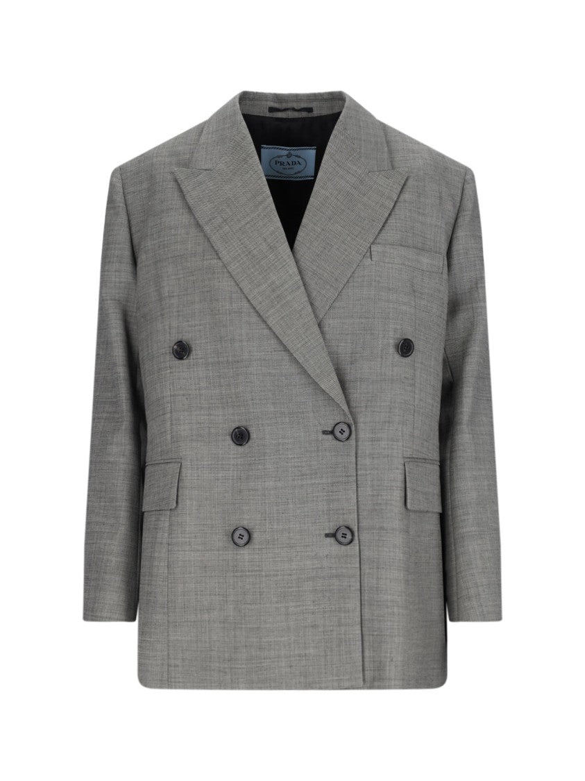 Prada Double-Breasted Blazer – Grey