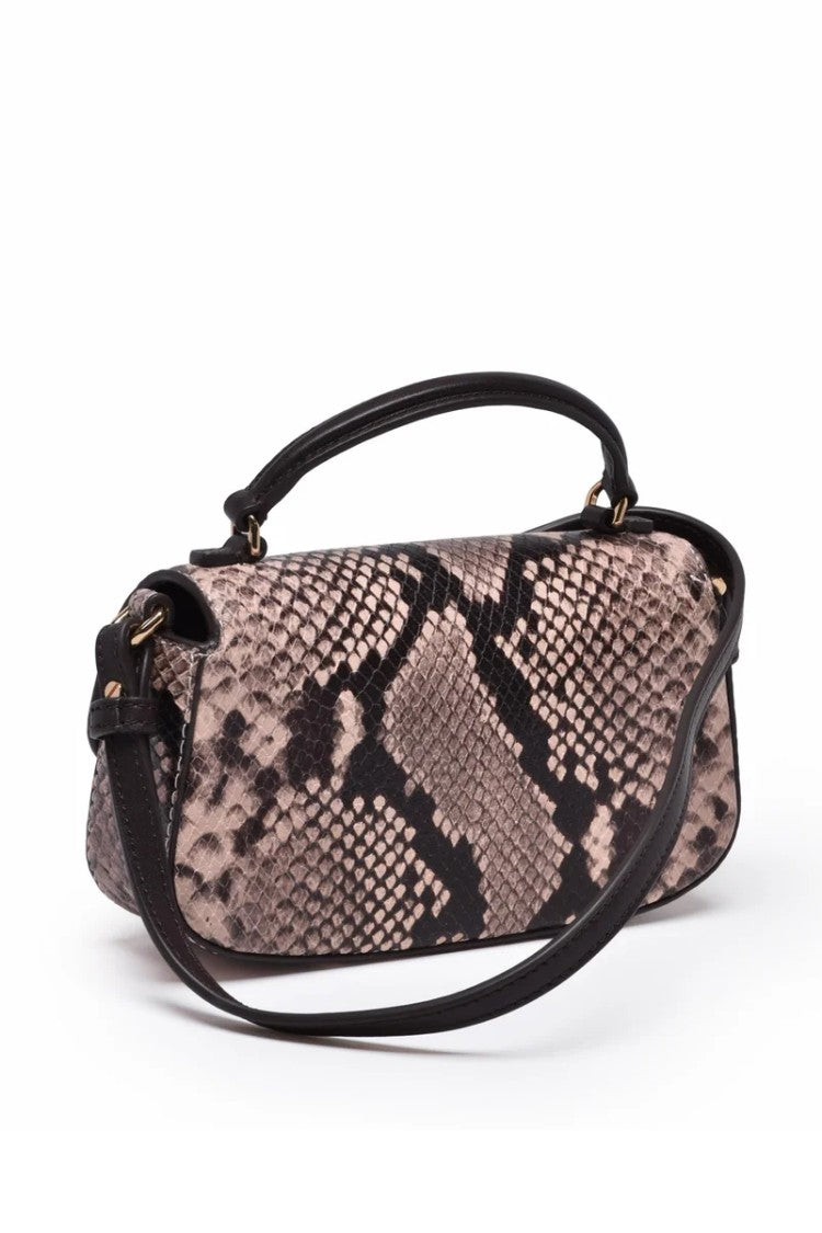 Tory Burch Britten Snake Embossed Mini Handbag - Brown/Beige