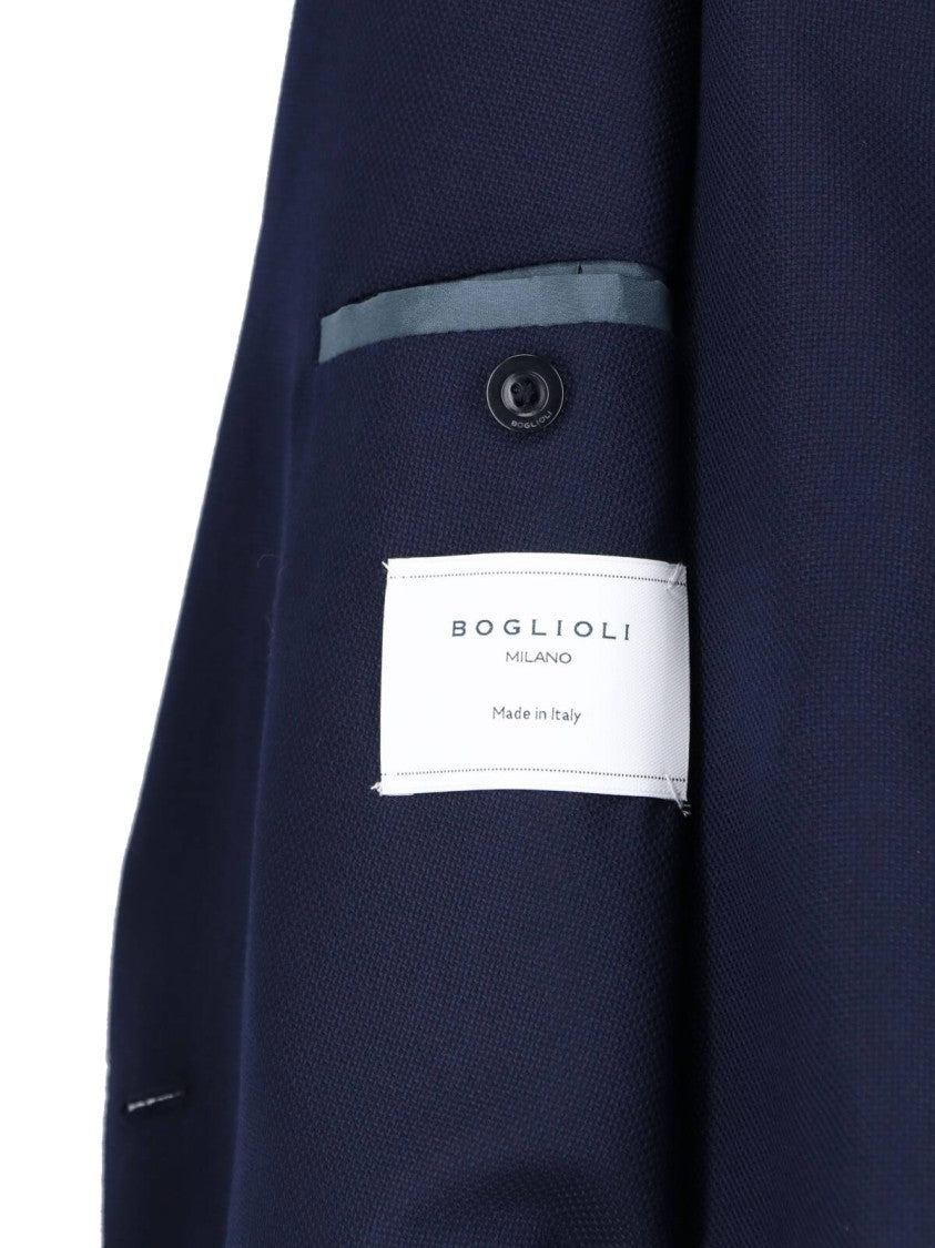 Boglioli Navy Virgin Wool Double-Breasted Blazer