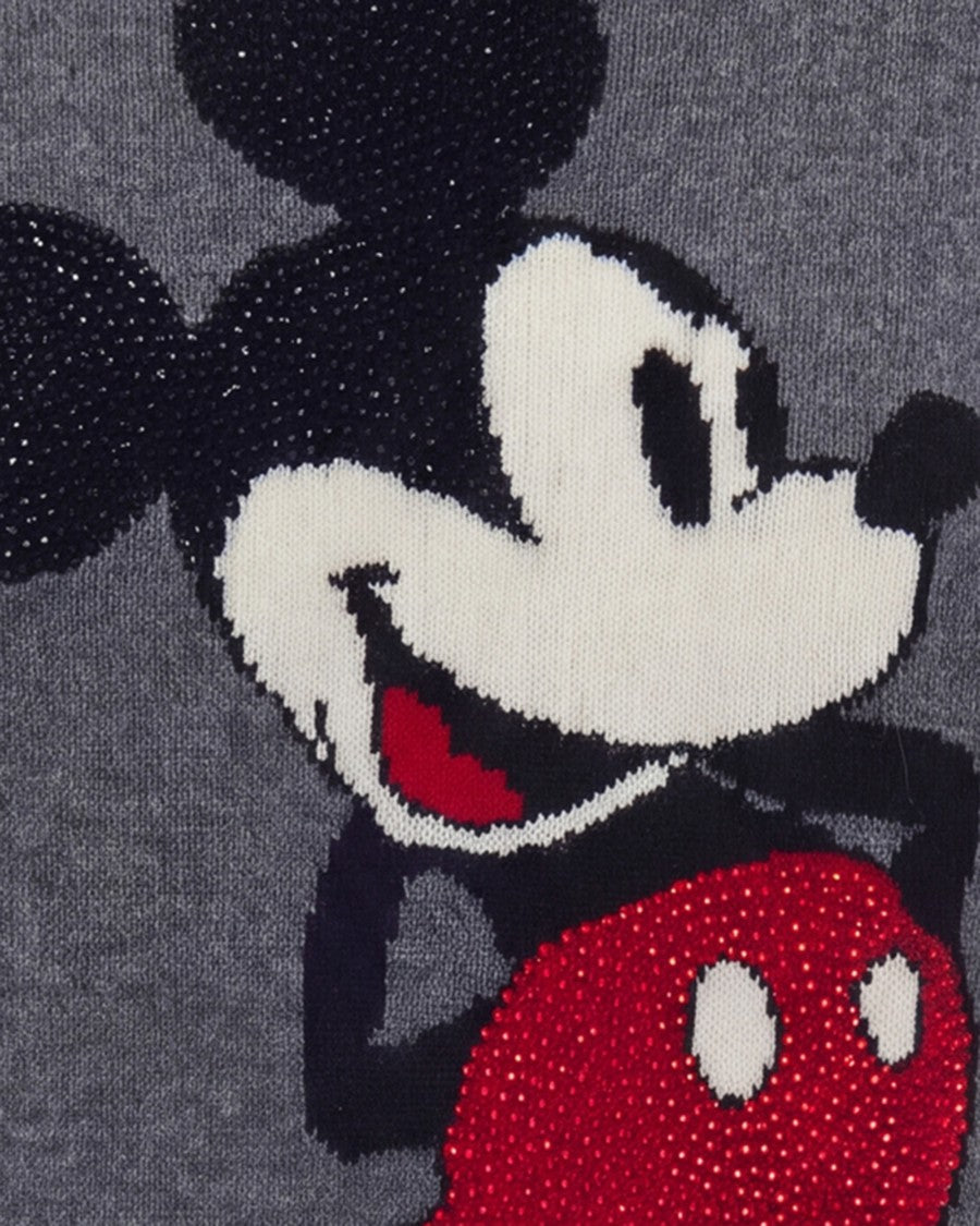 Liu Jo Grey Mr. Mouse Intarsia Fine Knit Sweater